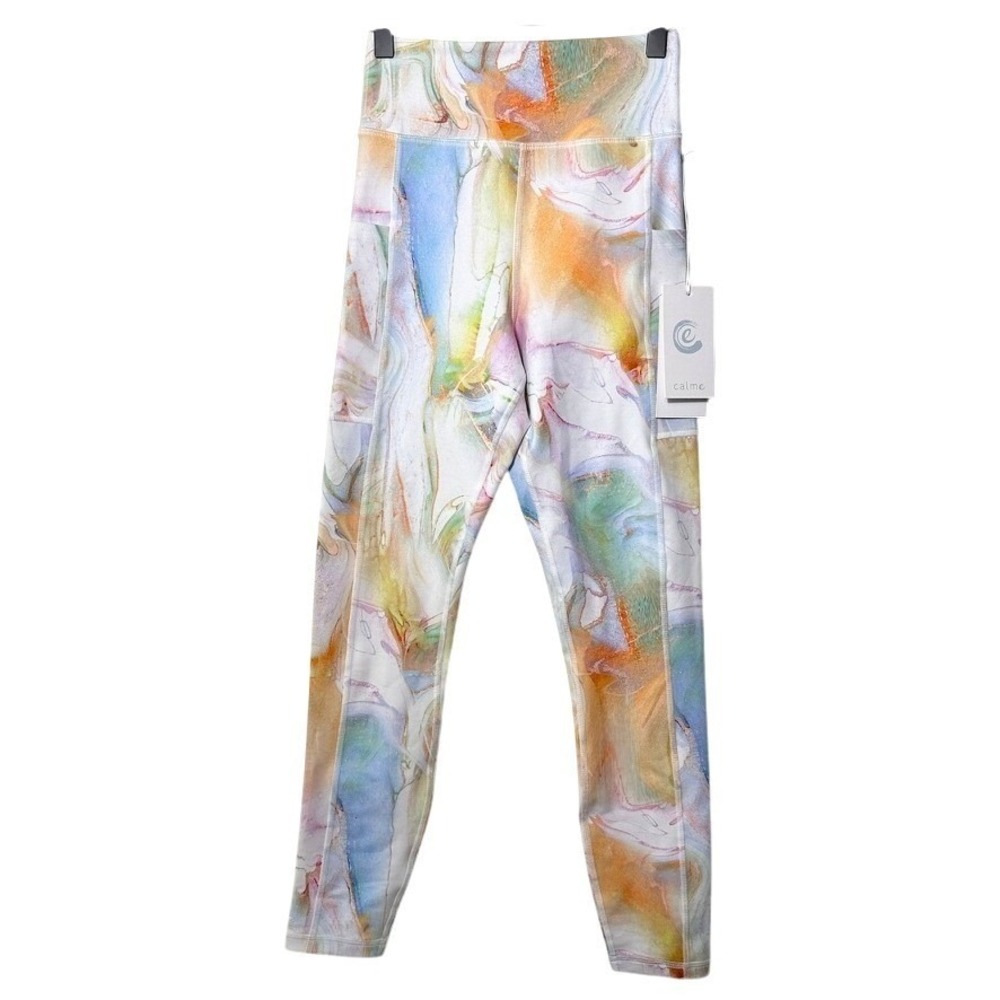 Johnny Was Calme High Waist Endurance 7/8 Leggings XS Abstract Print Pockets NWT